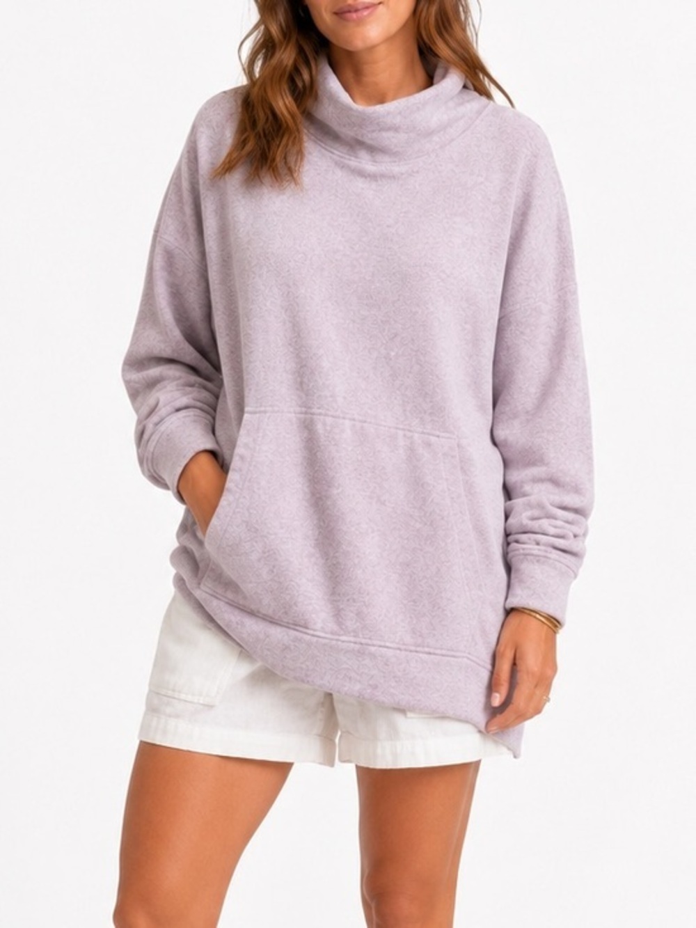 Duluth Trading Co XL Pink Plush Fleece Cowl Neck Tunic Pullover Soft Cozy